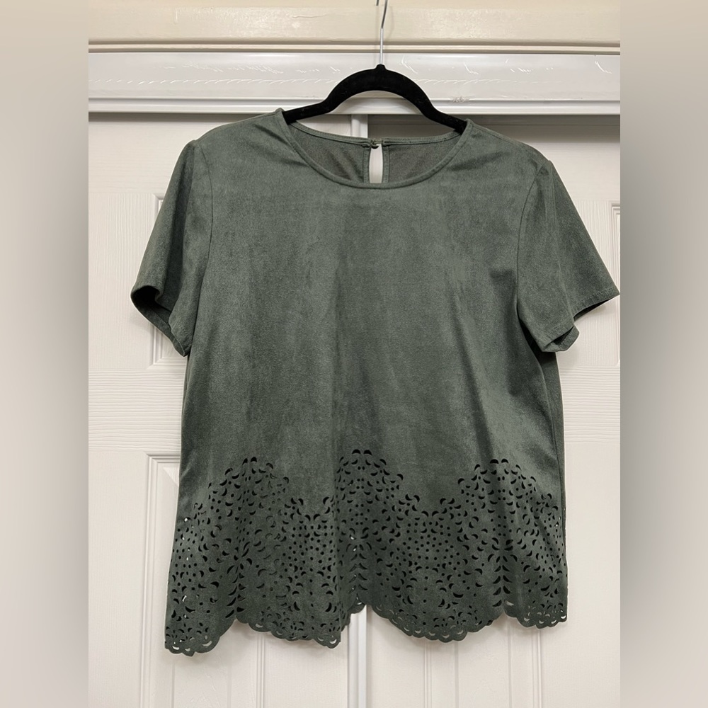 SHEIN green cut out blouse